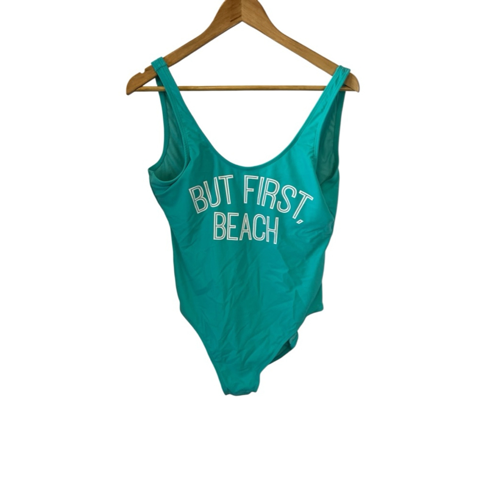 New Without Tags Swim Suit Women’s Large Graphic Print Turquoise One Piece L